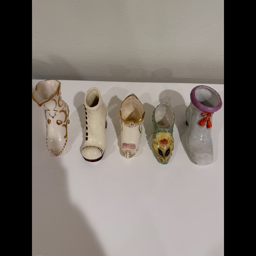 Vintage Miniature Porcelain Shoe Figurines